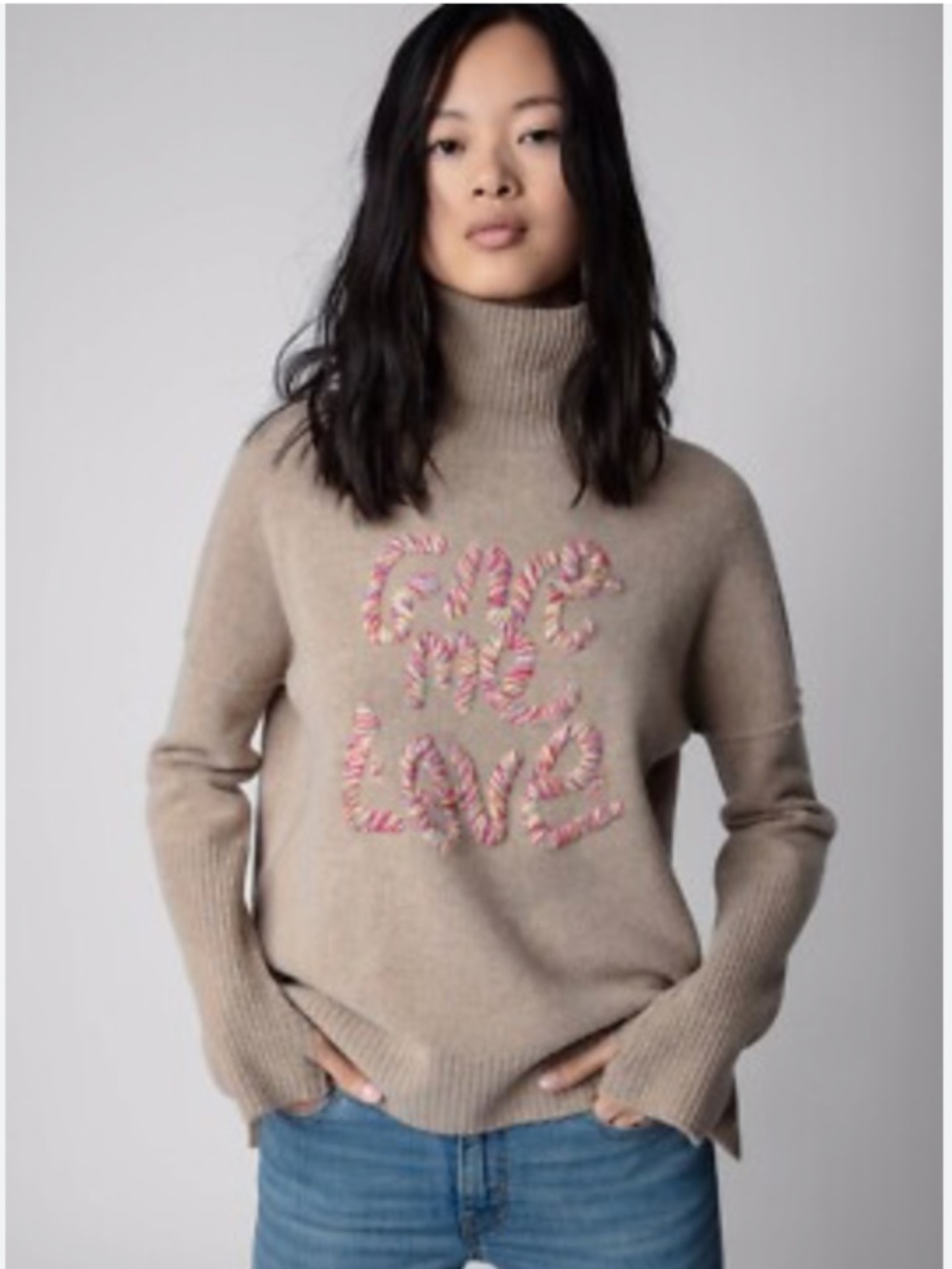 Zadig & Voltaire Alma We Give Me Love Wool Turtleneck Sweater Size M